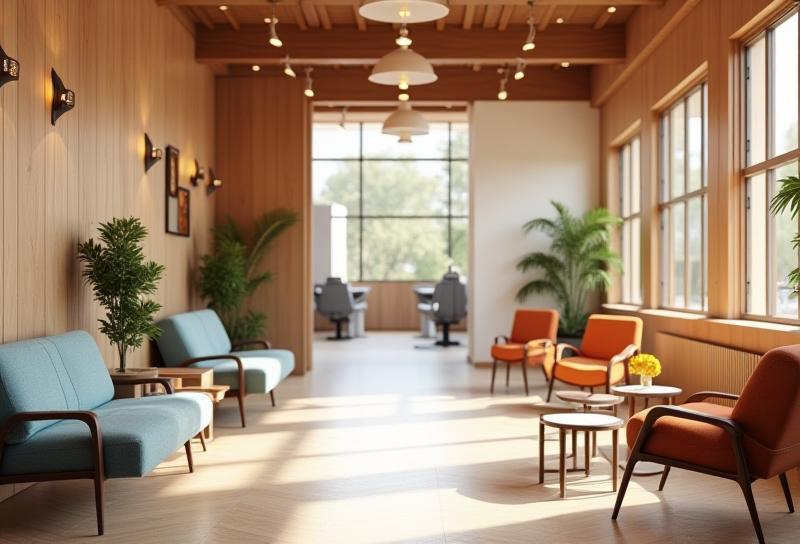 Interior view of the modern, warm Fitzroy Hair Collective salon.