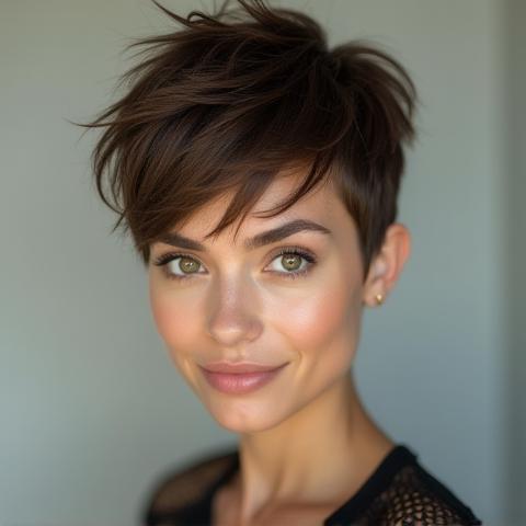 Example of a textured pixie cut.