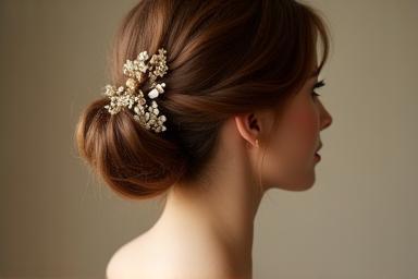 Elegant bridal updo hairstyle.